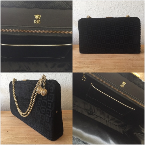 🔴SOLD🔴Lewis Vintage Large black cloth Handbag - Picture 2 of 4