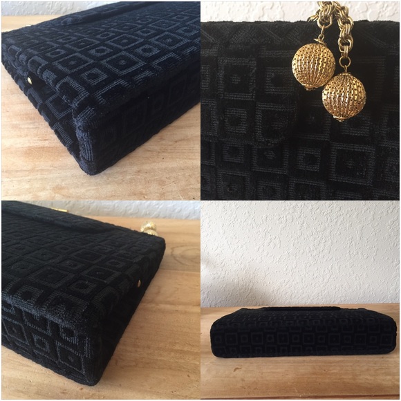 🔴SOLD🔴Lewis Vintage Large black cloth Handbag - Picture 3 of 4