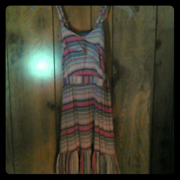 Pink & blue striped dress