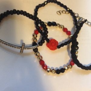 Black and red bracelet set🌹