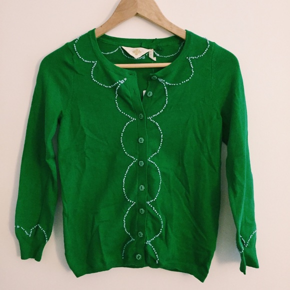 Anthropologie Green Scallop Sweater - NWT
