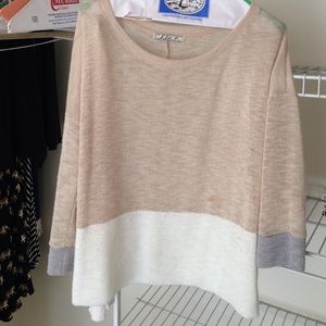 Cream, white and gray sweater