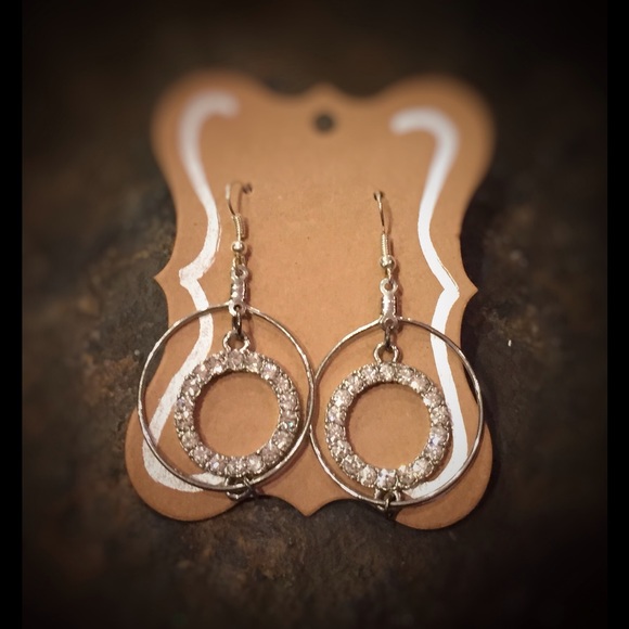 Silver hoops centered w Swarovski crystal hoop