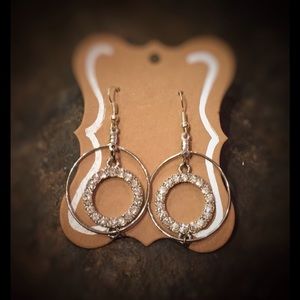 Silver hoops centered w Swarovski crystal hoop