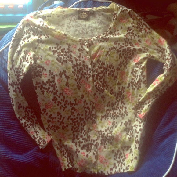 Floral cardigan Medium w/ diamond buttons sweater - Picture 1 of 4