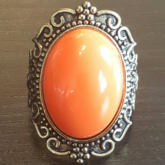 Handmade ring with Orange setting