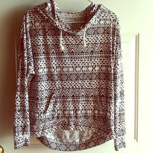 Black and white Aztec print hoodie