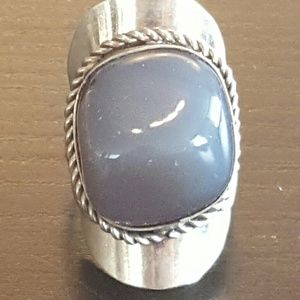 Handmade silver ring with gray stone