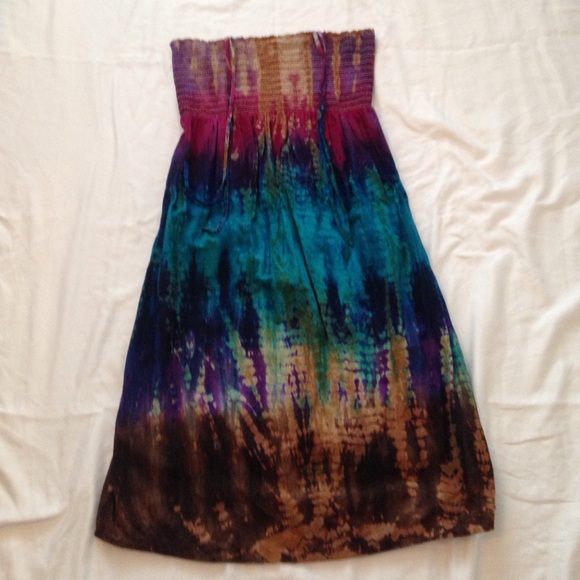 Maternity Strapless tie died dress