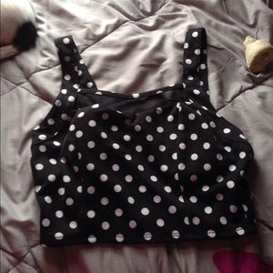 Black and white Polkadotted crop top size m