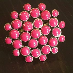 Ring with cluster of darker pink circles