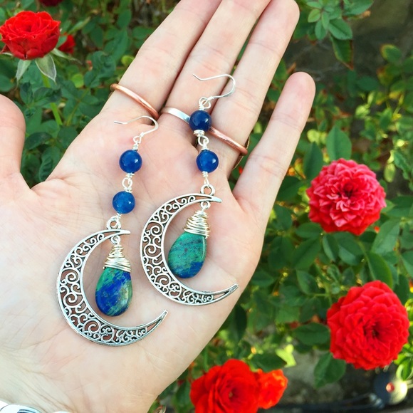 Moon Gemstone Sterling Silver Earrings