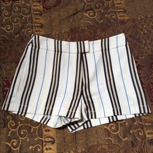 Burberry cream navy tan striped shorts