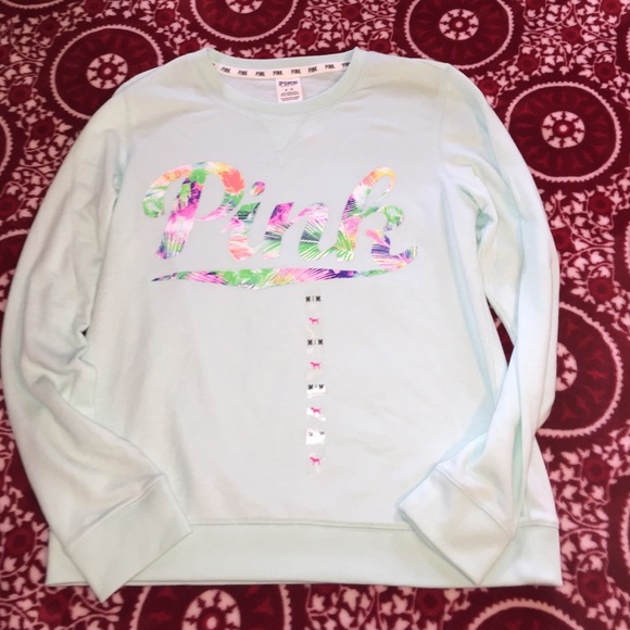 PINK mint/floral sweat shirt NWT