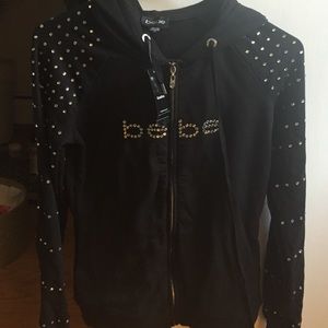 Brand-new bebe zip up black hoodie size small