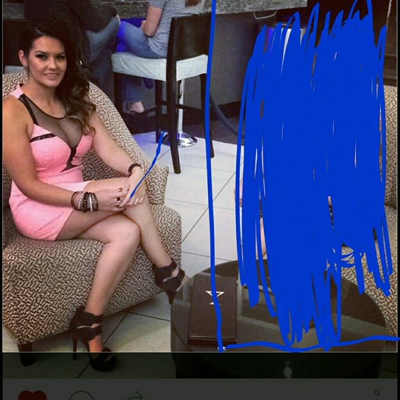 Pink short mesh sexy dress