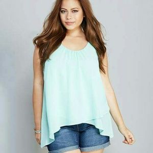 Mint Flowy Layered Tank
