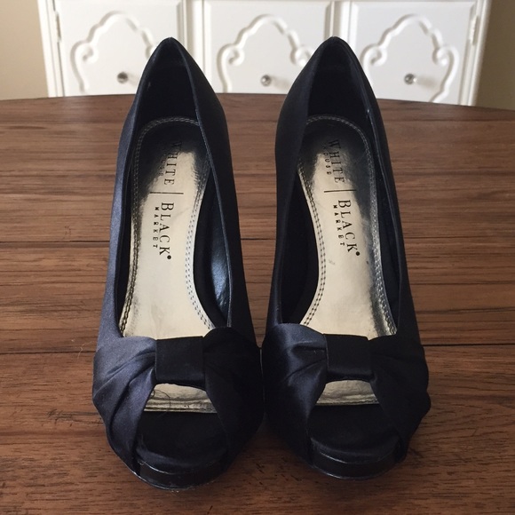 White House Black Market Satin Peep Toe Pumps