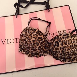 Victoria's Secret Leopard Print Lace Push Up Bra