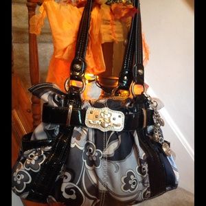 Kathy Van Zeeland  Hobo bag Black/Silver Large