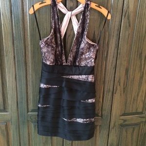 Bebe Brennan Deep V Lace Dress