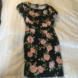 Black with pink rose dress