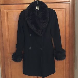 Like new! Trimmed with Faux fur long coat.