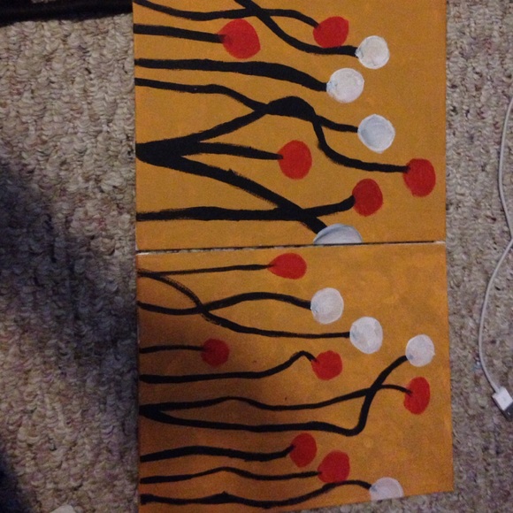 2 fantasy flower paintings