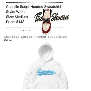 Supreme Chenille Script Sweatshirt white sz medium