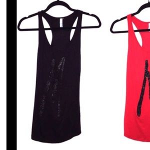 Black guess top. And denim guess top