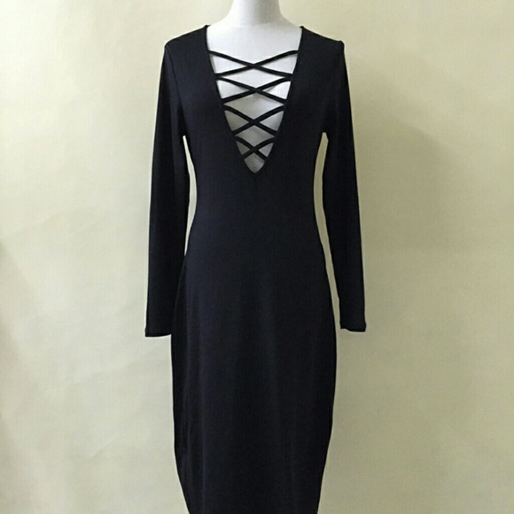 TEMP OUT OF stock! BLACK MIDI DRESS - Picture 3 of 4