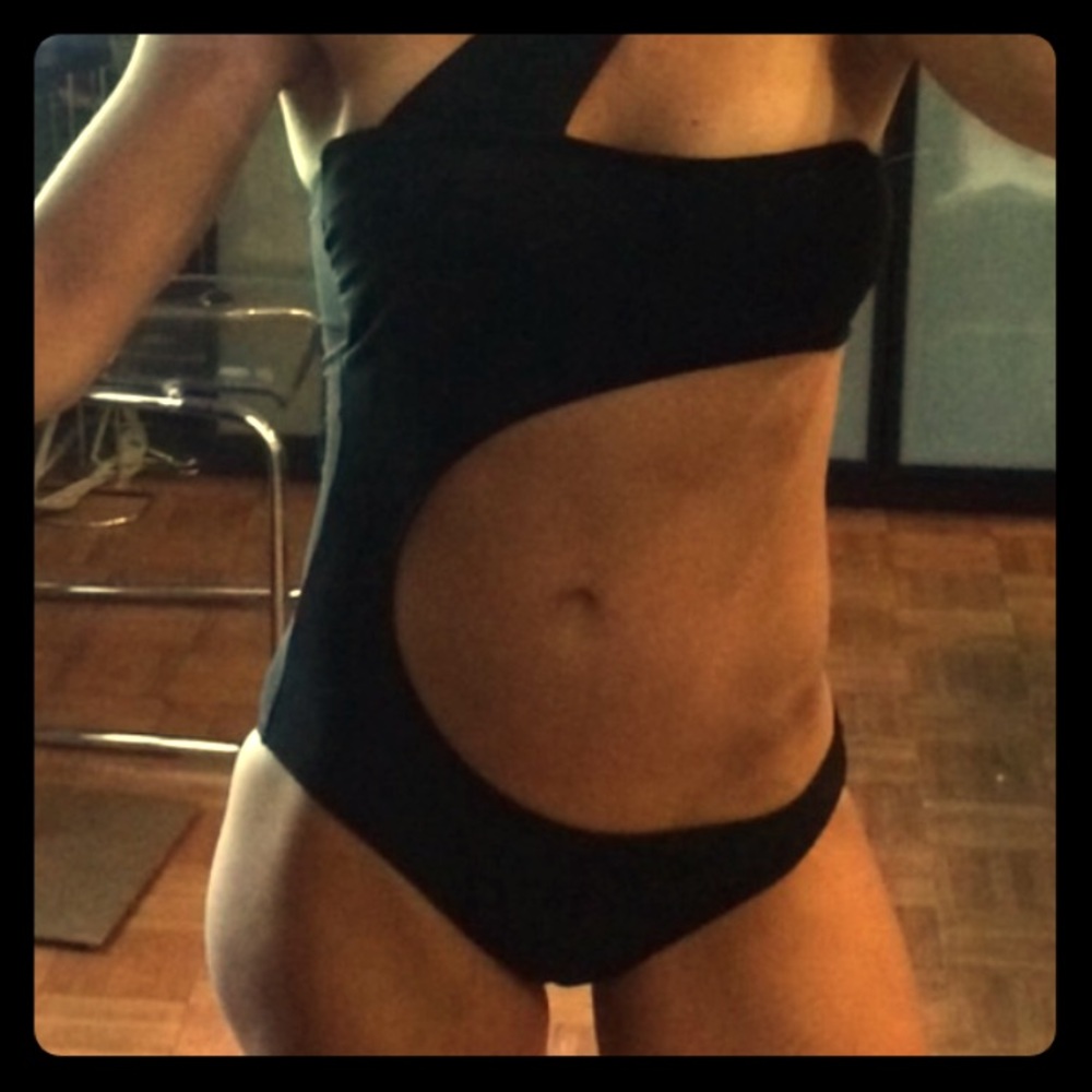 One piece black cutout bathing suit