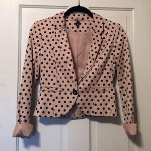 Tan and black polka dot cropped blazer, Like new