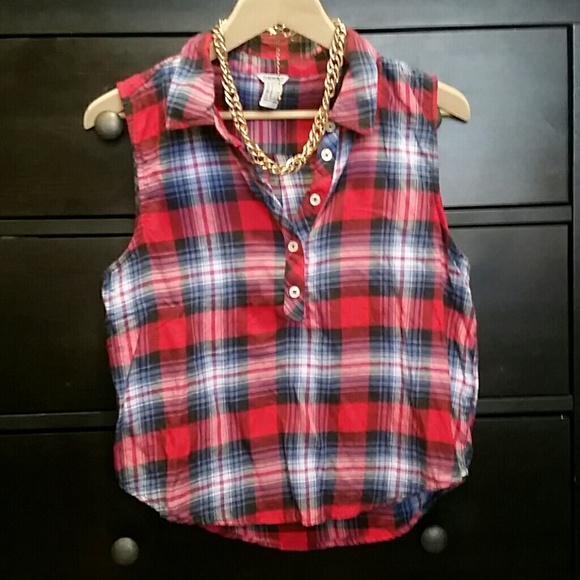 Plaid Forever21 Cropped Sleeveless Flannel