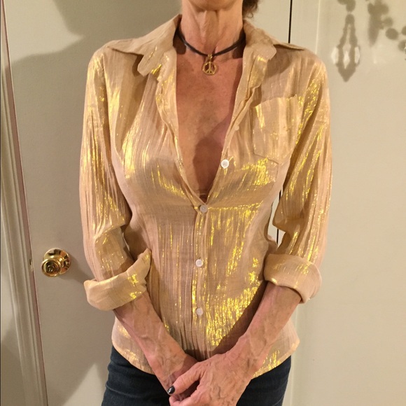 Gold button down