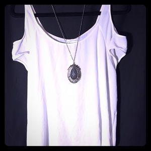 White, cut out shoulder top