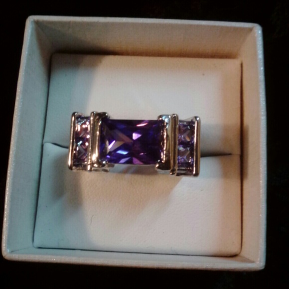 SOLD...Big & Bold Amethyst CZ Ring Stamped 925