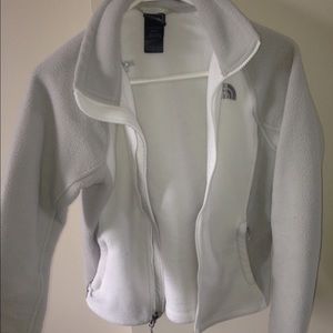 Grey and white Northface