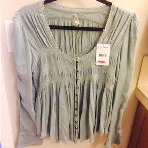 Free People Long Sleeve embroidered tunic top