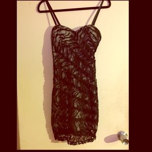 Sexy tight cream/black lace dress