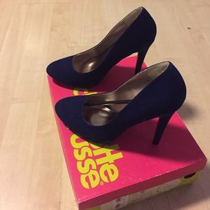 Navy blue suede heels