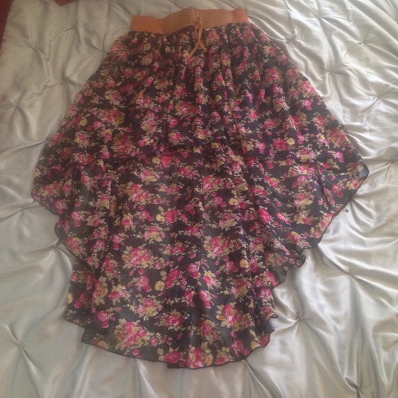 Floral high low skirt