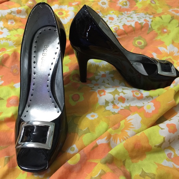 BCBGeneration Black Open Toe Heels
