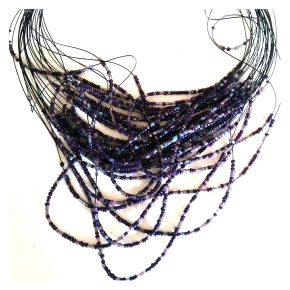 Purple beads statement necklace...hand made ;)