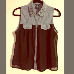 Grey/ black button up