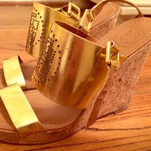 Gold Tory Burch Wedges