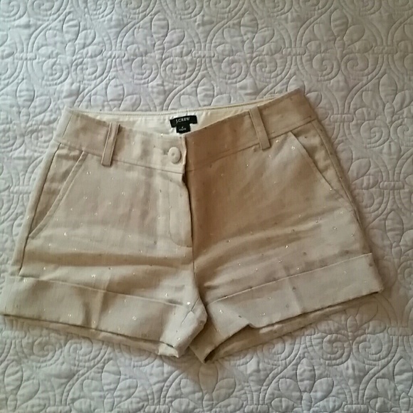 J. Crew Glitter Dot Linen Shorts size 0