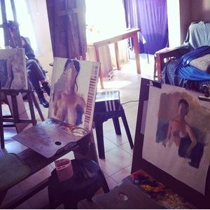 Oil painting live model