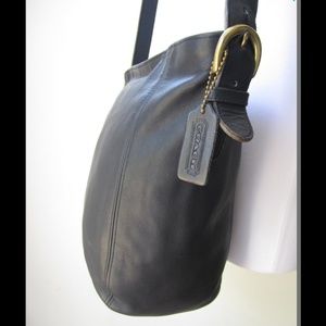 COACH black leather bucket bag