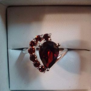 Gorgeous Garnet Ring Rhodium plated